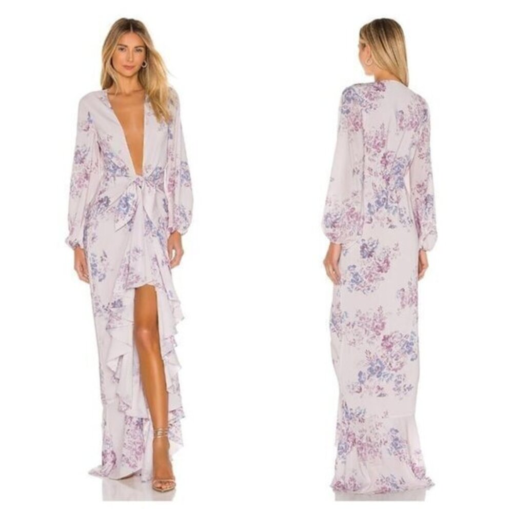 Michael Costello x REVOLVE Vienna Gown - Lilac Floral